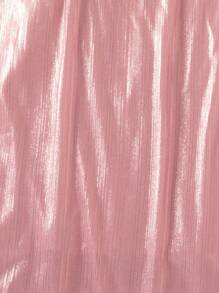 Tween Girl Summer Solid Color Fluffy Splice Sleeveless Slip Dress - Pink - View 3