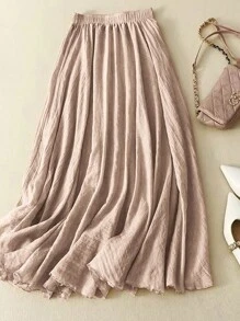 Women Fashionable Solid Color Casual Pleated Skirt