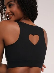 SHEIN Sports Của phụ nữ Gợi cảm Xu hướng: Cắt giảm Thiết kế trái tim Yoga Bras thể thao , Không lưng & Đúng mốt , Thích hợp Đối với Đường phố Và Khỏe mạnh - màu đen - Xem 4