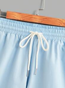 Manfinity Joysei 男士休闲波浪图案 T 恤和裤子，配有抽绳腰部和松紧腰带，适合夏季舒适服装