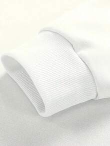 男士休闲条纹字母印花圆领运动衫 - 白色 - 查看 4