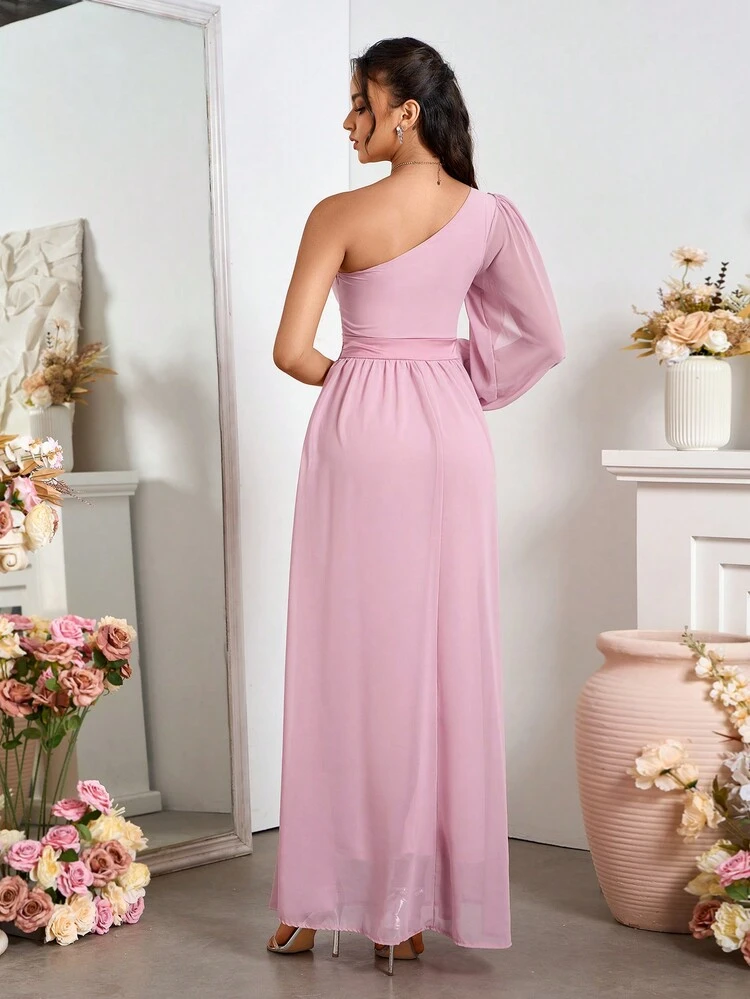 Women's Spring/Summer Elegant Solid Color Lantern Sleeve Long Dress