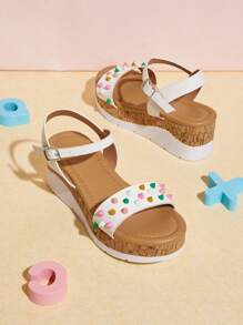 Mini mi Kids Fashionable Colorful Strappy Flat Sandals For Summer - White - View 2