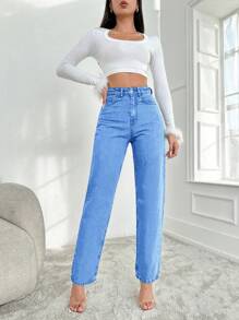 EURMUSE Women's Straight-leg Jeans - Light Wash - View 5