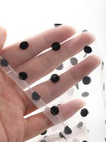 FRIFUL Designer 女式波点网眼衬衫，带有设计师风格，荷叶边透视 - 白色 - 查看 7