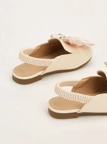 1pair Fashionable Floral Bowknot Design Cute Slipper - Beige - View 6