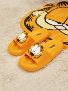 GARFIELD X SHEIN Women Cartoon Pattern Plastic Slippers, For New Year Holiday, Valentines For Casual Beach Style