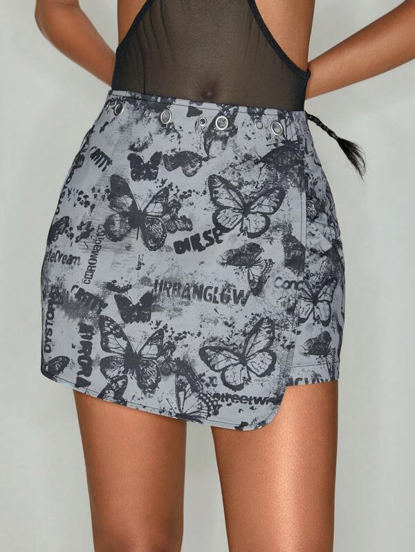 Retroot Falda corta ajustada con estampado casual para mujer artista, perfecta para vacaciones, fiestas, primavera y verano, playa, festivales, Ibiza y uso diario