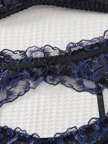 SHEIN Bộ đồ lót ren gợi cảm cho nữ - Màu xanh hải quân - Xem 5