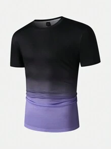 Manfinity Homme Men's Casual Short Sleeve T-Shirt With Ombre Print, Summer - Multicolor - View 3