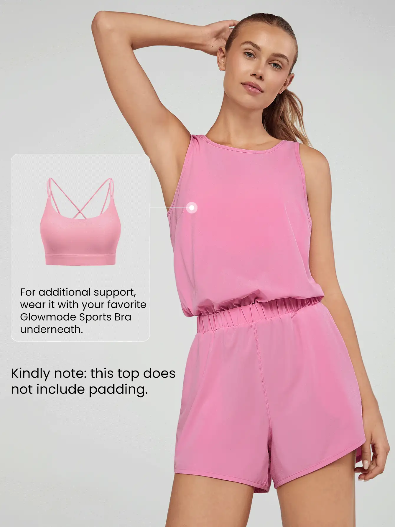 GLOWMODE VitalSwift 快乾中空口袋連身褲，內置內褲，適用於中強度跑步運動 - 粉色 - 查看 7