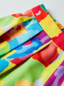 Zolique Women's Summer Yellow T-Shirt And Color Block Wide Leg Pants 2pcs Outfit - Yellow - View 4