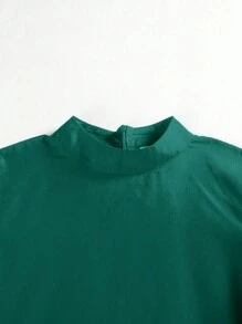 Solid Color Lantern Sleeve Elegant Long Formal Dress, Prom Evening Wedding Guest Gown, For Graduation, Dinner Party Dress