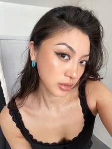 DAZY 女性時尚極簡主義日常耳環 - 藍色 - 查看 5