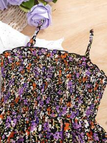 SHEIN 青少女復古風格鈕扣上衣和荷葉邊Cami連衣裙2件套 - 彩色 - 查看 6