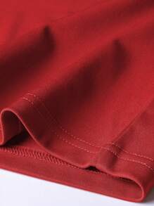 Men's Short Sleeve T-Shirt, Summer New Style With Henley Collar And Contrast Color Design, Personalized Printed Pattern, Regular & Plus Sizes Available, Casual & Sporty Style Half-Sleeve Undershirt - Red - View 5