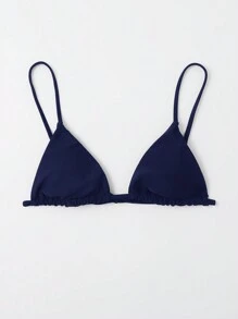 Swim Vcay Women's Solid Color Bikini Triangle Cup Swimwear Top Summer - Navy Blue - View 6