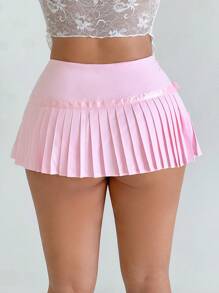 Sweetina Y2k Summer Spring Outfits Vacation Outfits Going Out Low-Waist Fine Pleated Bowknot Ultra Pink Cute Short Mini Skirt - Pink - View 4