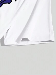 Manfinity Homme T-shirt da uomo con grafica a lettere, maniche corte, abbigliamento da strada, regalo per il fidanzato, per uscire - Bianco - Visualizzare 4