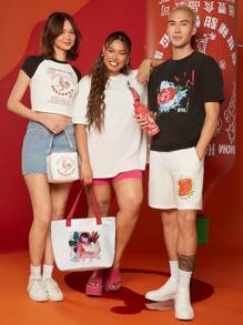 SHEIN X Sriracha by Huy Fong Foods Joyblivion Sac fourre-tout de grande capacité à la mode et portable pour femme, vacances