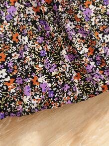 SHEIN 青少女復古風格鈕扣上衣和荷葉邊Cami連衣裙2件套 - 彩色 - 查看 5