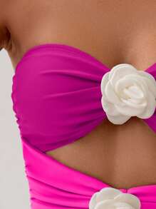 3D gelaagde kant bloemen decoratief patchwork eendelig badpak voor vrouwen zomer