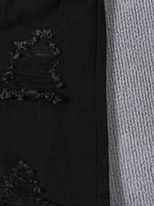 SHEIN Conjunto casual de dos piezas para niño preadolescente con estilo simple y estampado urbano - Negro - Ver 4