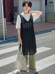 FRIFUL Designer 女士透视网眼无袖长款背心