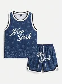 Manfinity VCAY Herren 2-teiliges Set mit digital bedrucktem Paisley Muster, Hip-Hop Stil, Sommermodekollektion