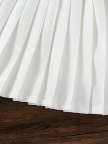 SHEIN Young Girl Summer Casual Letter Printed Raglan Sleeve Pleated T-Shirt And Ruffled Hem Skirt Set - Multicolor - View 4