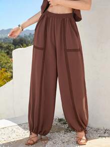 Forever 21 Vacation Leisure Lace Trimmed Cuffed Pants