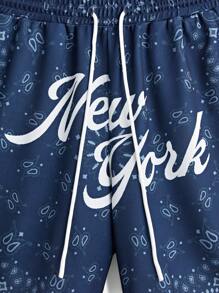 Manfinity VCAY Herren 2-teiliges Set mit digital bedrucktem Paisley Muster, Hip-Hop Stil, Sommermodekollektion