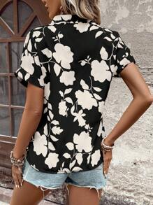 SHEIN LUNE Áo kiểu nữ tay áo cánh dơi cổ chữ V màu trơn cho mùa hè - Nhiều màu - Xem 2