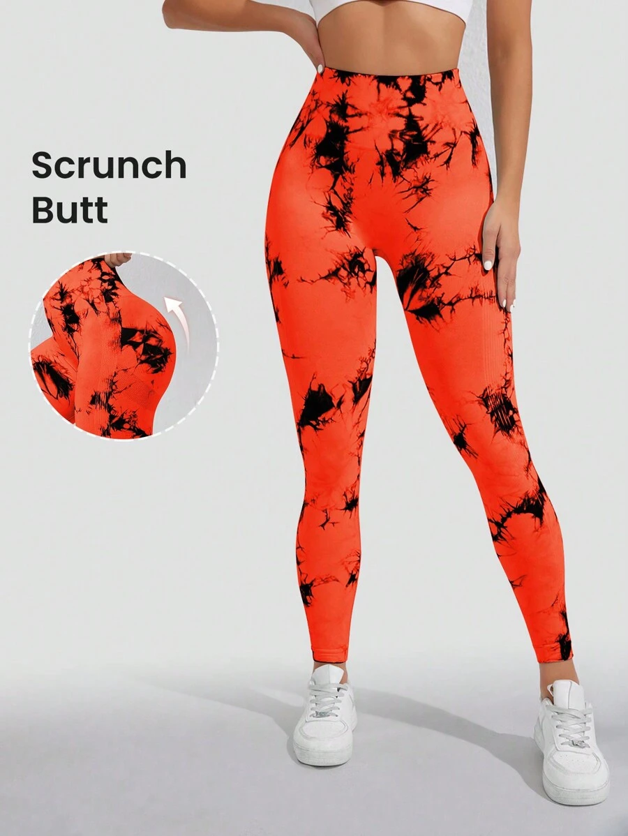 Easithlete Quần legging tập luyện nén eo cao Tie-Dye - Nhiều màu - Xem 1