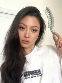 DAZY 女士按摩梳，中空設計捲髮捲曲梳增大並向內捲曲 - 綠色 - 查看 3