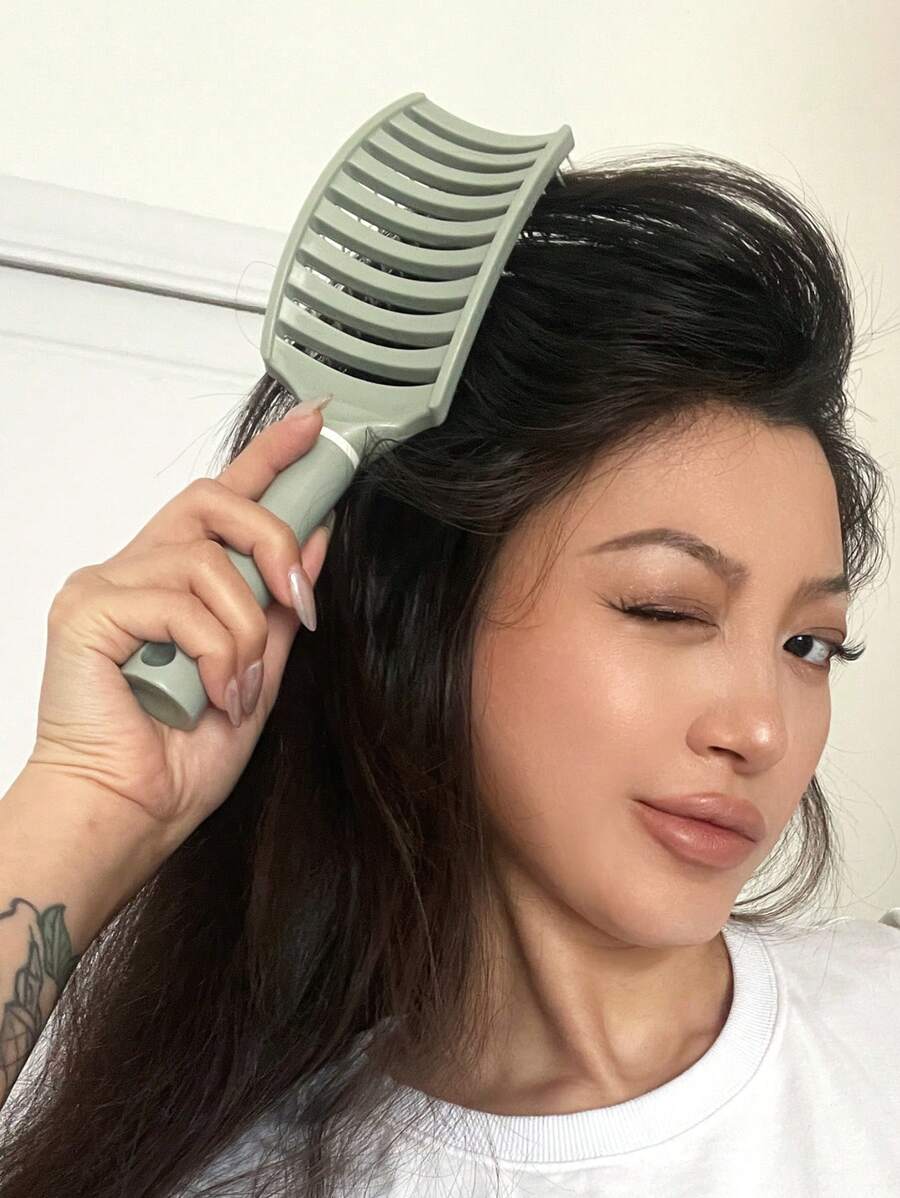 DAZY 女士按摩梳，中空設計捲髮捲曲梳增大並向內捲曲 - 綠色 - 查看 1