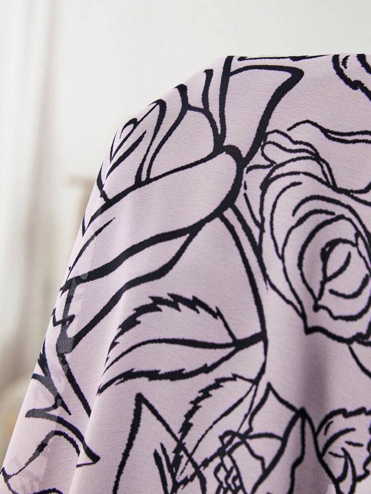 Plus Size Teacher Clothes V-Neck Floral Print Summer Short Sleeve Dress