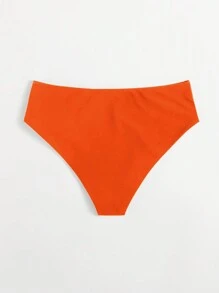 SHEIN Swim 女士夏季海滩纯色简约风格日常泳衣下装泳衣 - 亮橙色 - 查看 2