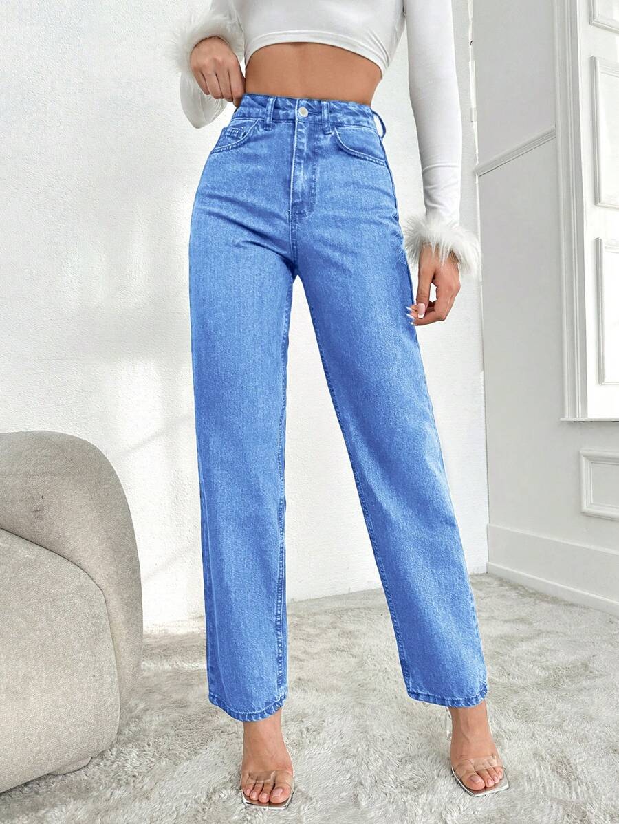 EURMUSE Women's Straight-leg Jeans - Light Wash - View 1