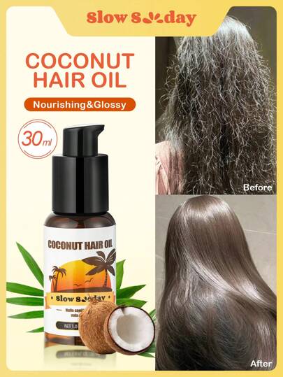 SlowSunday Hair Care Serum Oil, Natural Coconut Essential Oil Hair Care Product, Hair Care Oil For Women & Men Thicker Longer Fuller Healthier Hair 30ml, Suitable For All Hair Types, Perfect For Autumn And Winter Hair Care, Ideal For Holiday, Party, Travel, Outdoor Activity, Y2k Fashion, And Cosplay, Thanksgiving, Christmas, Holiday Gifts