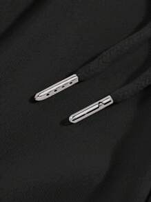 Manfinity EMRG Men's Casual Spider Web Printed Sweatpants With Slant Pockets And Drawstring Waist Street Wear Pants, Streetwear Loose Pants, For Rave - Black - View 8