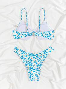 Women's Summer Beach Floral Sexy Bikini Set, Random Print - Multicolor - View 6