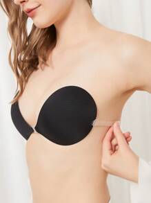 New Breathable Mesh Material Round Cup Shaped Bra Inserts Push-Up Pads 1 Pair With Black Color & 1 Shoulder Strap