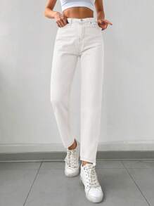 RueChic Pantalon en jean simple et unicolore pour femme, pour un port quotidien
