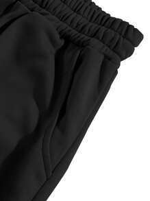 Manfinity EMRG 男士休闲蜘蛛网印花运动裤，带斜口袋和抽绳腰长款运动裤，图案外出趣味男友礼物 - 黑色 - 查看 5