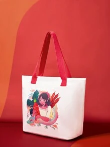 SHEIN X Sriracha by Huy Fong Foods Joyblivion Sac fourre-tout de grande capacité à la mode et portable pour femme, vacances