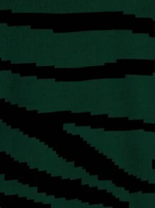 RueChic Teen Girls' Zebra Print Drop Shoulder Sweater - Green - View 4