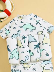 Baby Boy Cartoon Dinosaurus Patroon Gewatteerd Eendelig Badpak
