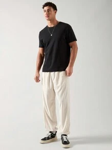 Manfinity VCAY Men's Casual Solid Color Drawstring Waist Tapered Joggers