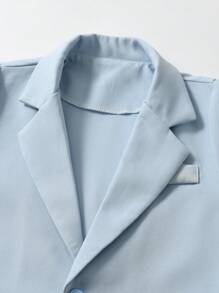 SHEIN Young Boy 2pcs/Set Light Blue Suit Jacket And Pants Set For Holiday Party - Baby Blue - View 7